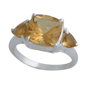 Trillion Cut Citrine Gemstone <b>Ring</b> 925 Sterling <b>Silver</b> with Classic Prong Setting Fashionable <b>Wedding</b> Gift for Parties - Product Image 4