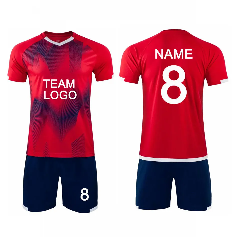 Kundenspezifische Fußballbekleidung Design Team Name Fußball-Set Fußballtrikots Fußballuniform-Set sublimierte Fußballtrikots