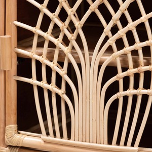 Mesita de noche de ratán hecha a mano con puerta decorativa, mesita de noche de bambú natural con almacenamiento para dormitorio y sala de estar - Product Image 5