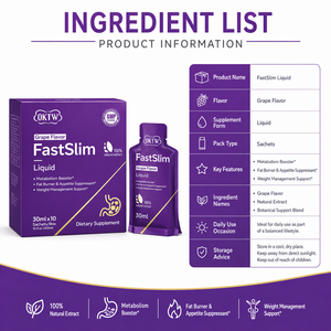 OKTW FastSlim Liquide Saveur Raisin Stimulant Métabolique Coupe-Faim Gestion du Poids OEM Marque Privée Prêt à Expédier - Product Image 2