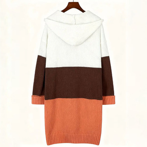 <strong>Women's</strong> Button-Up <strong>Long</strong> Sleeve Open Front Sweater with Pockets Plus-Size Striped Color-Block <strong>Hooded</strong> <strong>Long</strong> Sweater <strong>Cardigan</strong> - Product Image 5