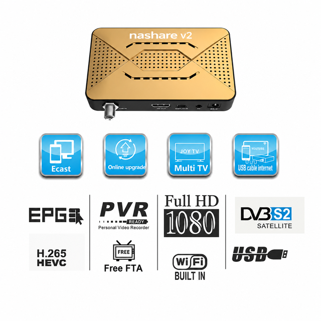 Nashare V2 Mini Satellite Tv Receiver DVB-S2 Decodificador Free to Air FTA Decoder Dvb LNB Tuner Digital Receiver Set-top Box