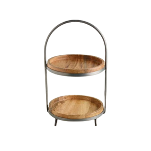2 Tier Iron And Wood Dessert Server For <b>Wedding</b> Event And Party Use <b>Cake</b> Serving Stand At Lowest Pricing - Product Image 4