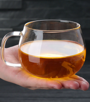 Tasse à thé en verre borosilicate transparent en gros avec infuseur et poignée résistante à la chaleur, 10-14 oz. Style minimaliste emballé en carton