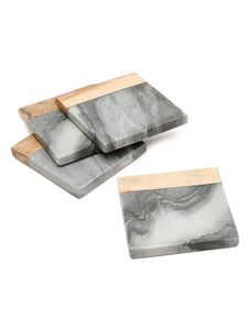 Dessous de verre en bois et résine époxy avec logo personnalisé Offre Spéciale directe d'usine Dessous de verre en résine bleue à pois, ardoise, bois et résine époxy - Product Image 2