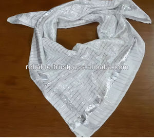 Otoño/Invierno moda logotipo personalizado Digital impreso estilo largo cuadrado poliéster brillante Lurex Check diseño chales tradicionales - Product Image 5