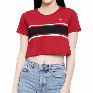 Camiseta recortada informal para mujer Pro, Top corto sólido de secado rápido con cuello redondo para el verano, estilo de calle Popular para mujer - Product Image 2