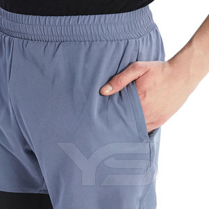 Short de plage en tissu polyester court double couche taille moyenne pour hommes Short de bain respirant avec méthode de tissage non tissé - Product Image 3