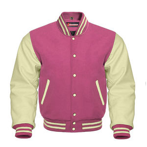 แจ็กเก็ตสำหรับผู้ชายแจ็กเก็ตขนสัตว์สีชมพูน่ารักสีขาวครึ่งดีไซน์สำหรับผู้ใหญ่โลโก้ตามสั่ง - Product Image 1