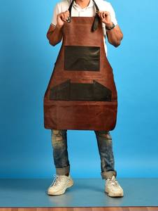 Vente en gros LAN-0088 Tablier à bavette en cuir véritable unisexe Meilleur prix bas Produit Offre Spéciale imprimé logo personnalisé - Product Image 3