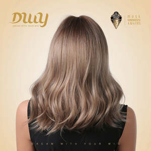 DWY Dorian Gold Blonde Synthetic <b>Wig</b> Shoulder-Length with Natural Curly Style <b>Short</b> Heat Resistant <b>Wig</b> with Transparent Lace - Product Image 5
