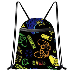 <b>Cartoon</b> Print Drawstring <b>Backpack</b> Oxford Cloth Storage Bag with Cotton Lining - Product Image 4