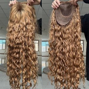 Venta al por mayor: Topper con cierre <span class=keywords><strong>de</strong></span> encaje 8x8, rubio miel personalizado, ondas profundas, cabello humano <span class=keywords><strong>de</strong></span> 24 pulgadas <span class=keywords><strong>de</strong></span> largo, ondas voluminosas. - Product Image 5