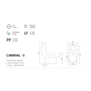 Inodoro inteligente de una pieza inteligente de lujo moderno, económico, montado en el suelo, Sensor de pie automático, calefacción de asiento remoto al ras - Product Image 2