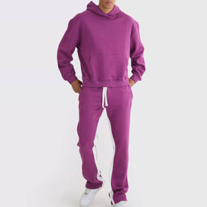 <b>Men</b> Fleece 500 GSM Heavyweight Tracksuit Streetwear Manufacturer Oversized <b>Flared</b> Hoodie and Jogger Sweatpants Set Sweatsuits - Product Image 1