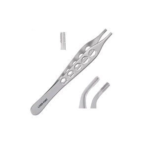 Pince à tissu Adson de qualité supérieure 1x2 dents pointe régulière taille incurvée 12cm / 4.75 "pince à épiler dentaire allemande en acier inoxydable, CE - Product Image 5