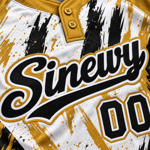 Sinewy Custom Baseball Jersey Sublimated Polyester <b>Short</b> <b>Sleeve</b> <b>Henley</b> Neck Moisture Wicking Unisex Adult Jersey - Product Image 6