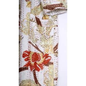 ชุดคลุมกิโมโนแบบอินเดียโบราณ งานฝีมือลายดอกไม้ ผ้าฝ้าย 100% ระบายอากาศได้ดี เหมาะสำหรับฤดูร้อน ชุดนอนสำหรับผู้หญิง - Product Image 4