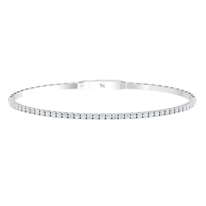 กำไลทรงกลมครึ่งทางยืดหยุ่นสำหรับผู้หญิงทอง14K & เพชรธรรมชาติ | 3.00Ctw - Product Image 1