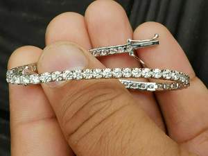925 Silver Tennis <b>Bracelet</b> 6.00 Ct Round Cut Moissanite <b>Diamond</b> Trendy Style - Product Image 4