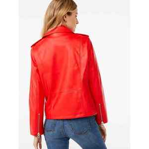 UNIQUE GYM WEAR Chaqueta de Cuero Sintético para Mujer, Exterior de Cuero Genuino, Impermeable, Resistente al Viento, Reversible, con Bolsillos Personalizables - Product Image 3