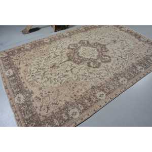 Vintage Turkish Rug, Large 6.2x9.8 ft (188x298 cm) Rug, <b>Brown</b> Abstract <b>Wool</b> Rug - Product Image 2