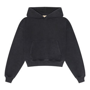 Cropped Boxy Hoodies 100% algodón French Terry Acid Wash Thermal Drop Shoulder Boxy Hoodie para hombres - Product Image 3