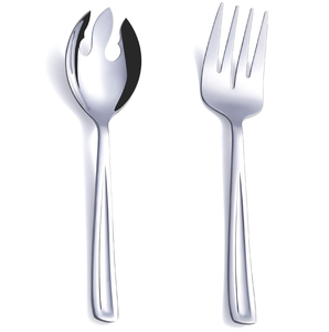 Lujosos servidor decorativo de mezcla de ensaladas de madera mango largo cuchara y tenedor para servir ensaladas de acero inoxidable precio barato - Product Image 4