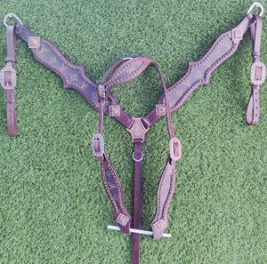 Venta al por mayor de lujo verde Croco Print productos de cuero caballo personalizado cómodo pectoral y Headstall - Product Image 6