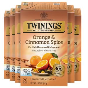 Thé aux herbes aromatisé à l'orange et à la cannelle Twinings, sachets individuels, 20 sachets (lot de 6) 120 sachets de thé - Product Image 1