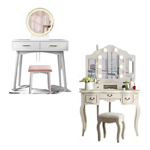 Miroir de coiffeuse de bureau de maquillage de conception française de vente chaude avec la couleur blanche de tabouret pour des meubles de chambre à coucher - Product Image 4