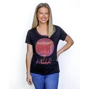 Sunshine Disco Ball <b>Crystal</b> Tee Square Bow Collar <b>Animated</b> Heart Pattern Sequined Rivet Fitted Jersey One 3XL Breathable - Product Image 1