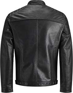 Veste en cuir pour homme, mode d'hiver, veste en cuir de moto pour homme, poches zippées tendance, veste en cuir pour homme - Product Image 3
