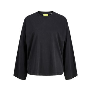 เสื้อยืดผู้หญิงขายส่ง ผ้าฝ้ายฟอกสี ทรงโอเวอร์ไซส์ คุณภาพสูง แขนยาว เนื้อผ้าหนา รับสกรีนโลโก้ แฟชั่นสตรีท สีพื้น สำหรับฤดูร้อน - Product Image 1