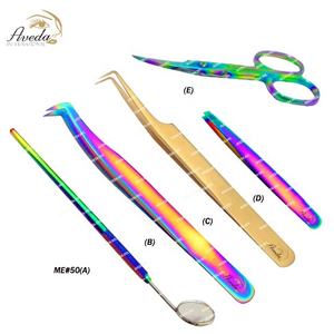 Pinzas para extensión de pestañas, Color arcoíris, en forma de S, alta calidad, recta, Punta puntiaguda, logotipo personalizado - Product Image 2