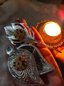 German Silver Plated Tilak Dibbi With Stick Gift Box Durable Metal Roli Tikka Holder For Puja Essentials Wedding Diwali Favors - Product Image 2