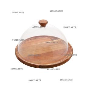 Juego de 2 servidores de pasteles de diferentes tamaños con cúpula de forma redonda Servidor de postres de madera con cúpula acrílica a granel - Product Image 4