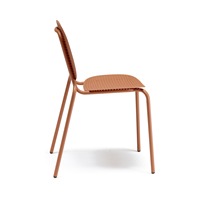 Chaise d'extérieur empilable en métal avec assise et dossier en acier perforé, structure galvanisée et thermolaquée pour restaurant, café, terrasse