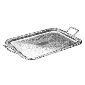 Bandeja DE SERVICIO DE METAL hecha a mano de alta calidad con acabado de espejo plateado para accesorio decorativo de restaurante de hotel - Product Image 1