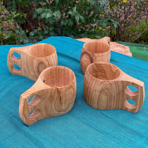 Tasse à lait à café écologique pratique tasse à boisson en bois de caoutchouc robuste tasse en bois créative écologique déco portable - Product Image 4