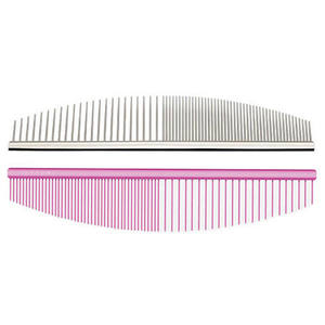 Peigne pour chien et chat de toilettage de poils d'animaux en métal et aluminium en acier inoxydable | Peignes professionnels en forme de demi-lune - Product Image 1