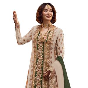 Nuevo Traje Pakistaní de Organza con Bordado, Traje con Pantalón Santos Opaco y Dupatta de Organza Bordada para Mujer - Product Image 1