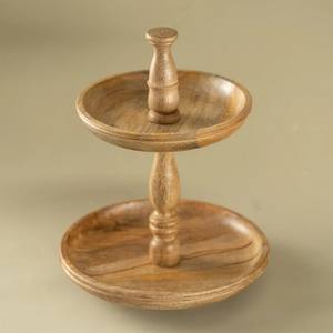 Modern Bamboo Two Tier Serving <b>Stand</b> with gold frame stylish eco friendly design perfect for <b>cupcakes</b> snacks fruits and elegant - Product Image 6