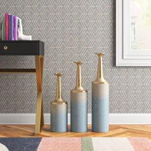 Luxury <b>Set</b> <b>of</b> <b>3</b> Floor <b>Vases</b> Sleek Modern Style Perfect For Wedding Centerpiece And Living Space Styling Handcrafted From India - Product Image 3