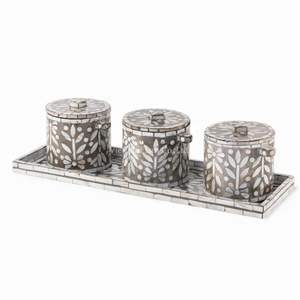 โถเก็บของตกแต่งฝังเปลือกหอยมุกทำมือ สำหรับโต๊ะครัวและการใช้งานในบ้านทุกวัน - Product Image 2