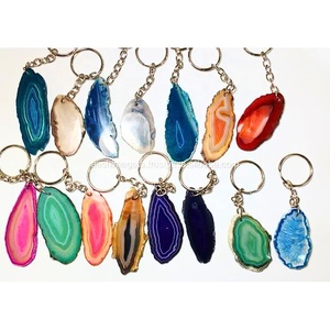 Mélanger Agate Tranche Porte-clés/Porte-clés En Gros Natura Pierres Cristal Artisanat Reiki Roches Minéraux Jade Porte-clés - Product Image 1
