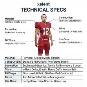 Uniforme de Fútbol Americano Personalizado, Transpirable y de Secado Rápido, Sublimado, con Paneles de Malla de Spandex, Conjunto de Jersey y Pantalones para Hombre, Ropa Deportiva para Equipos - Product Image 5