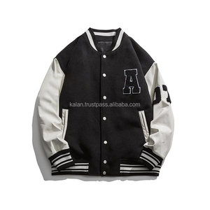 Vintage Baseball Streetwear Stand Chenille Patches Embroidery Winter College Letterman Custom Wool Varsity Jacket for Men Women - Product Image 1
