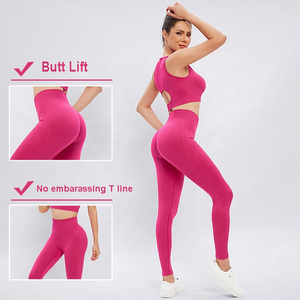 Venta al por mayor Personalizar Logo Ropa de mujer 2 piezas Conjunto de fitness Ropa activa Sujetador deportivo Gimnasio Leggings sin costuras Entrenamiento Traje de yoga - Product Image 2