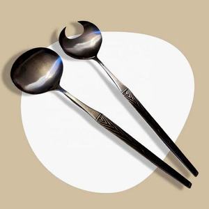 Juego de utensilios de cocina, mango de diseño, servidor de ensaladas de acero inoxidable, servidores de ensaladas decorativas de metal - Product Image 1